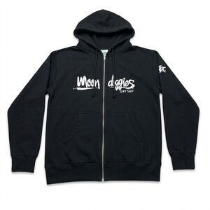 Moondoggies Beach Club Surf Shop Full Zip Hoodie Mens S Black Script Logo Hooded
